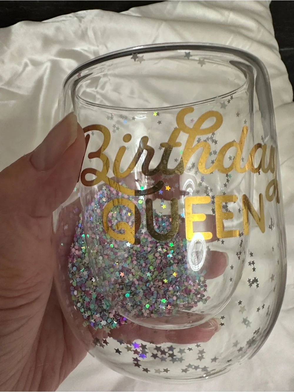 Double Wall Glass Tumbler - “Birthday Queen”